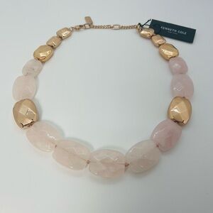 Kenneth Cole Pink and Gold Large Stone Necklace